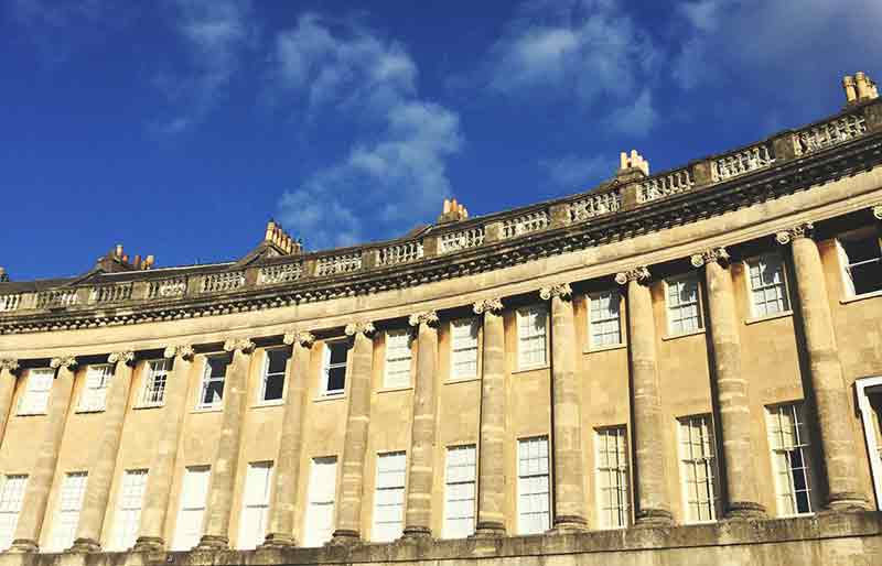 Royal Crescent Yellow Bath stone façade with ionic columns.
